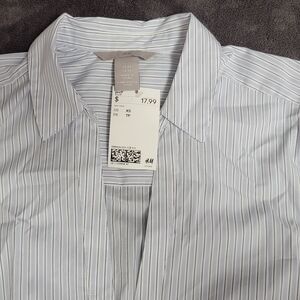 H&M Women's Light Blue Pinstripe Dress Shirt